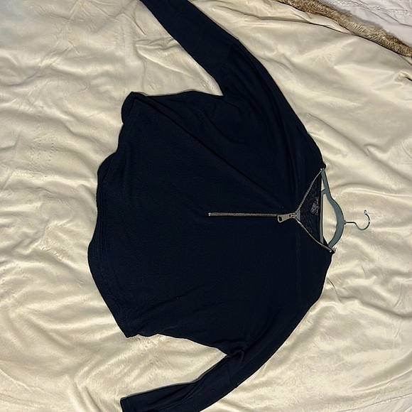 Chelsea & Theodore Tops - Navy blue Chelsea and Theodore shirt with silver zip